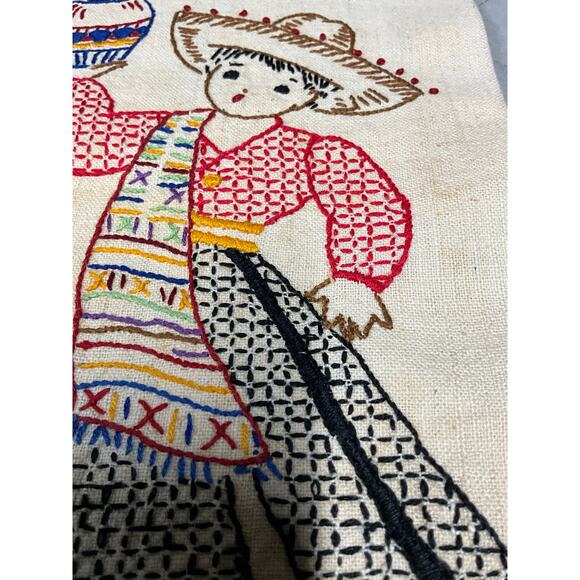 VTG Handmade 5 Pc Set Tea Towels Hot Pads Hand Stitched Southwest Mexcian Themed - Picture 6 of 10